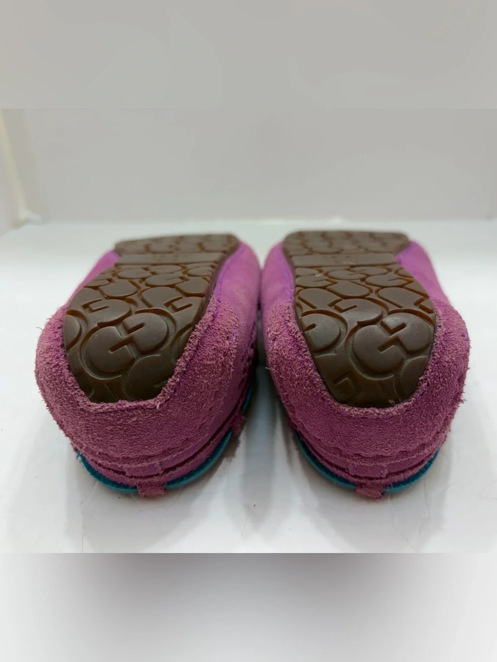 UGG Australia Kids Dakota Suede Slippers Moccasins Purple Teal Sz 13